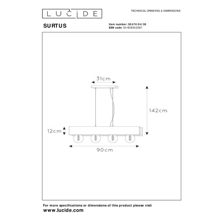 Lampa wiszšca SURTUS 30474/04/30 Lucide