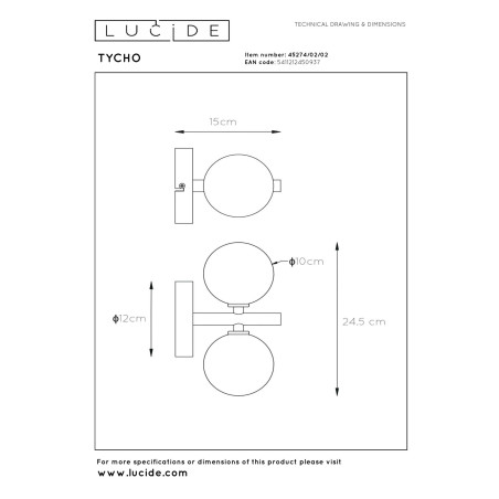 Kinkiet TYCHO 45274/02/02 Lucide