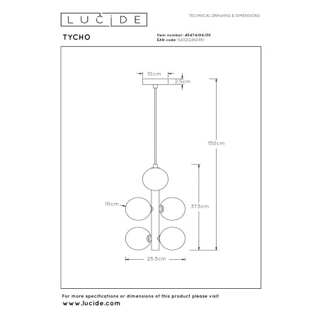 Lampa wiszšca TYCHO 45474/06/30 Lucide