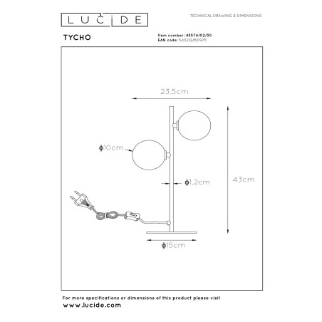 Lampa stołowa TYCHO 45574/02/30 Lucide