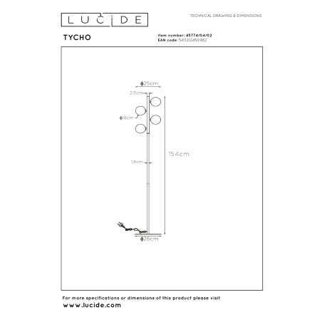 Lampa podłogowa TYCHO 45774/04/02 Lucide