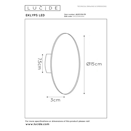 Kinkiet EKLYPS LED 46201/06/30 Lucide