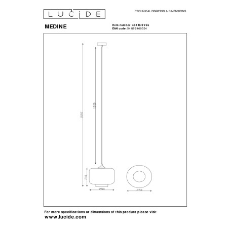 Lampa wiszšca MEDINE 46413/01/65 Lucide