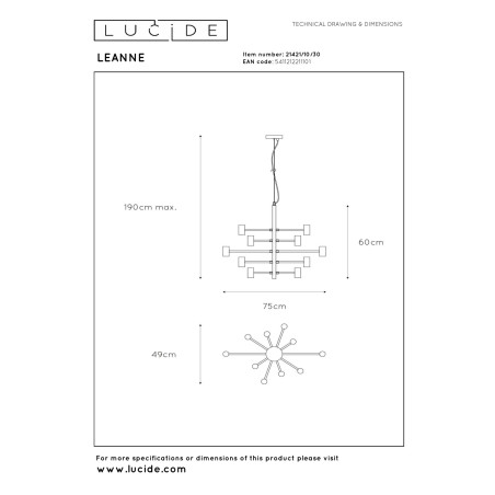 Lampa wiszšca LEANNE 21421/10/30 Lucide