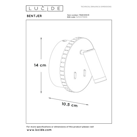 Kinkiet BENTJER 79201/09/31 Lucide