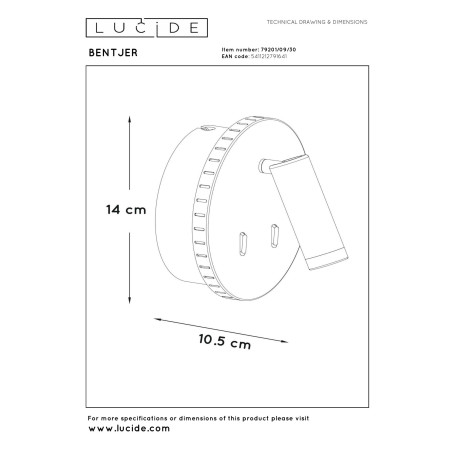 Kinkiet BENTJER 79201/09/30 Lucide