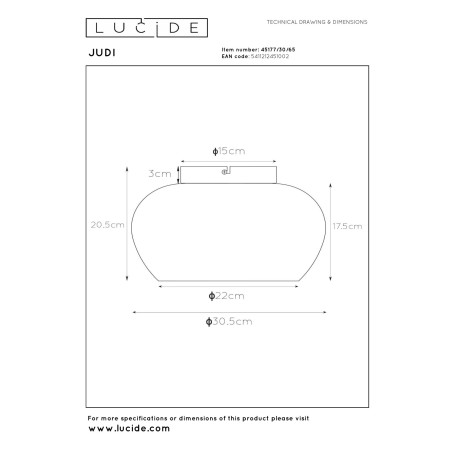 Plafon JUDI 45177/30/65 Lucide