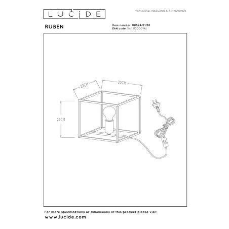 Lampa stołowa RUBEN 00524/01/30 Lucide