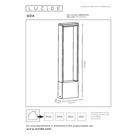 Lampa stojšca zewnętrzna GOA 28857/61/30 Lucide