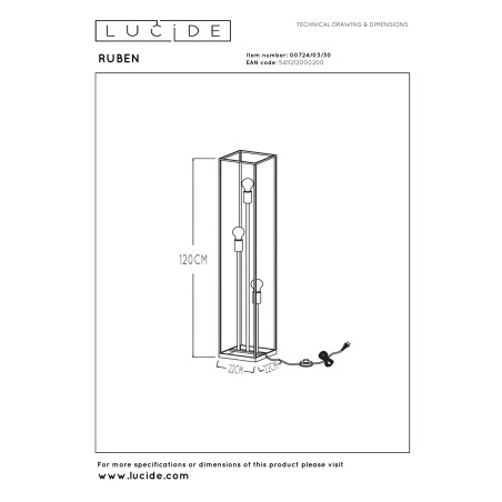 Lampa podłogowa RUBEN 00724/03/30 Lucide