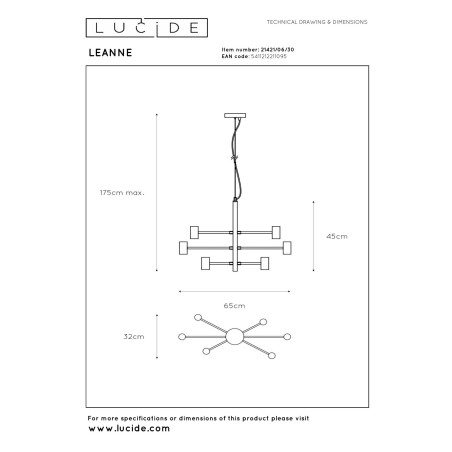 Lampa wiszšca LEANNE 21421/06/30 Lucide
