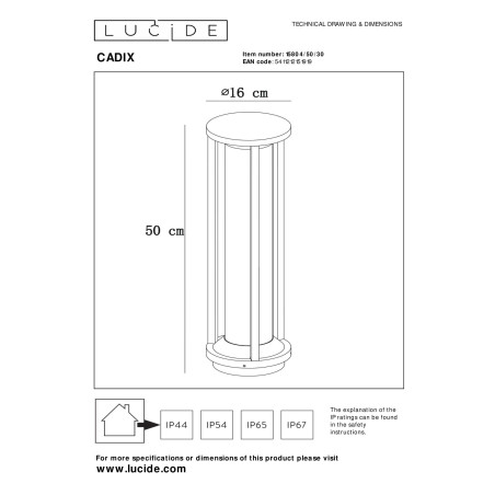 Lampa stojšca zewnętrzna CADIX 15804/50/30 Lucide