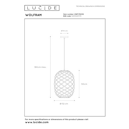 Lampa wiszšca WOLFRAM 21417/32/02 Lucide