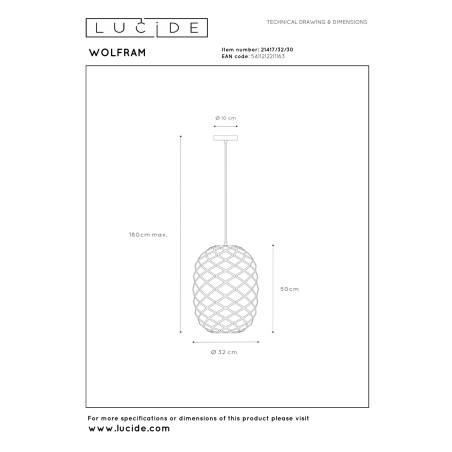Lampa wiszšca WOLFRAM 21417/32/30 Lucide
