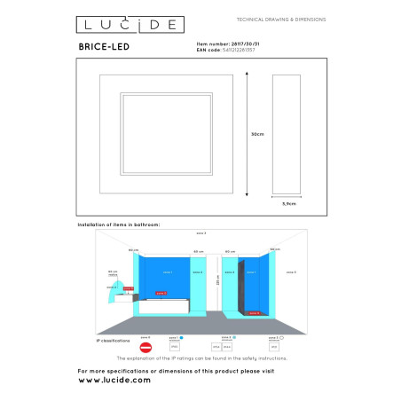 Plafon BRICE-LED 28117/30/31 Lucide