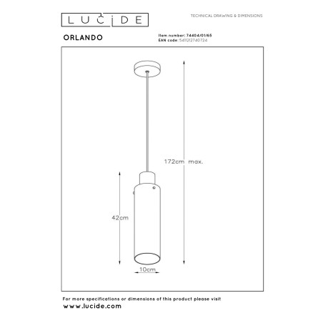 Lampa wiszšca ORLANDO 74404/01/65 Lucide