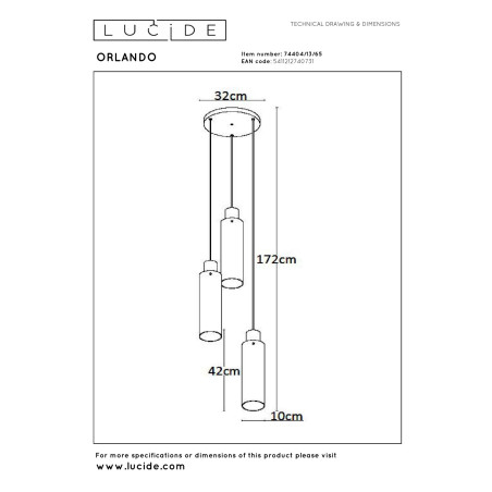 Lampa wiszšca ORLANDO 74404/13/65 Lucide