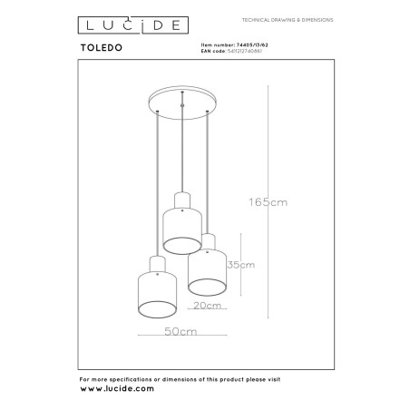 Lampa wiszšca TOLEDO 74405/13/62 Lucide