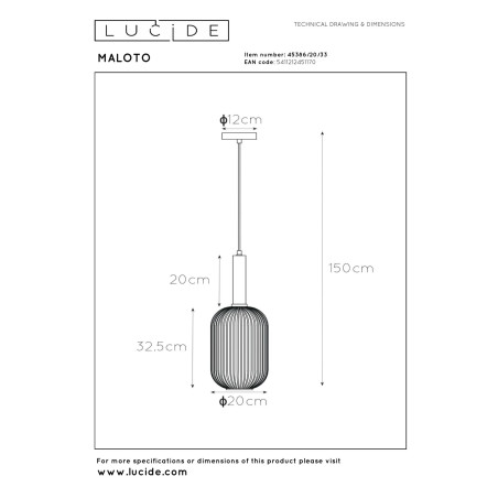 Lampa wiszšca MALOTO 45386/20/33 Lucide