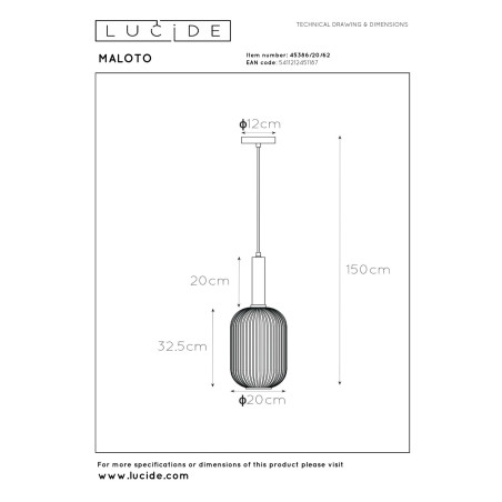 Lampa wiszšca MALOTO 45386/20/62 Lucide