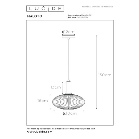 Lampa wiszšca MALOTO 45386/30/33 Lucide