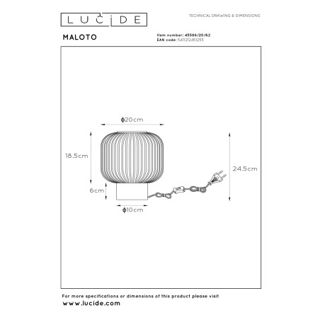 Lampa stołowa MALOTO 45586/20/62 Lucide