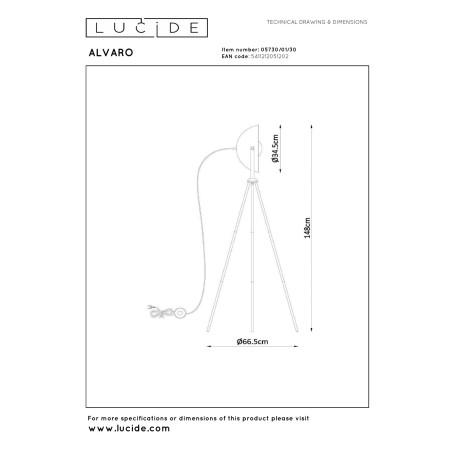 Lampa podłogowa ALVARO 05730/01/30 Lucide