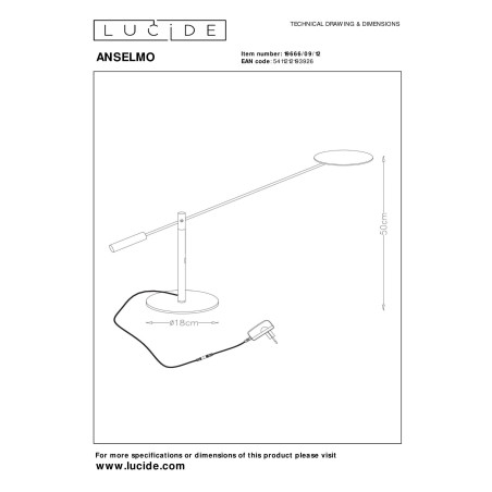 Lampa biurkowa ANSELMO 19666/09/12 Lucide