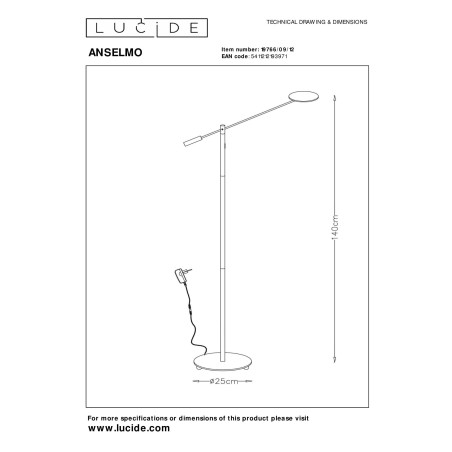 Lampa podłogowa ANSELMO 19766/09/12 Lucide