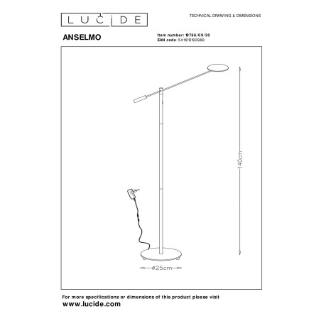 Lampa podłogowa ANSELMO 19766/09/30 Lucide
