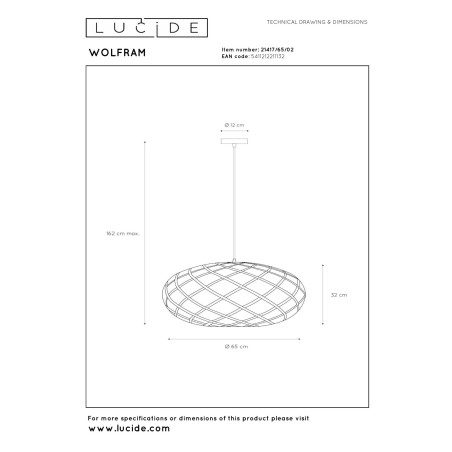 Lampa wiszšca WOLFRAM 21417/65/02 Lucide