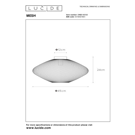 Plafon MESH 21123/45/02 Lucide