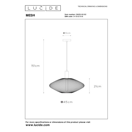 Lampa wiszšca MESH 21423/45/02 Lucide