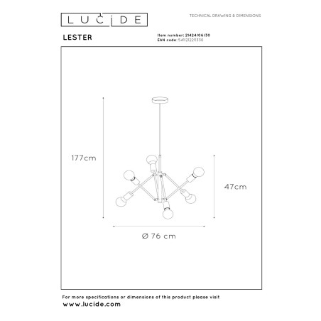 Lampa wiszšca LESTER 21424/06/30 Lucide