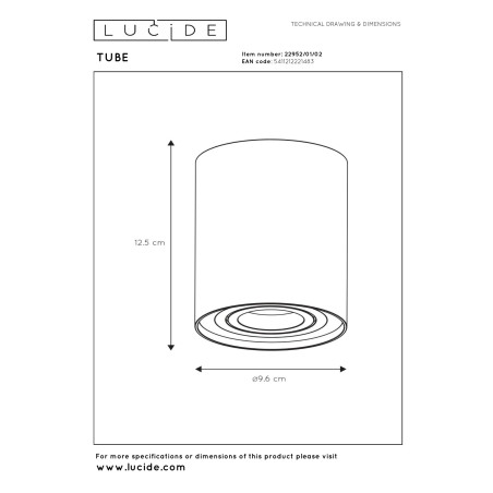 Oczko natynkowe TUBE 22952/01/02 Lucide