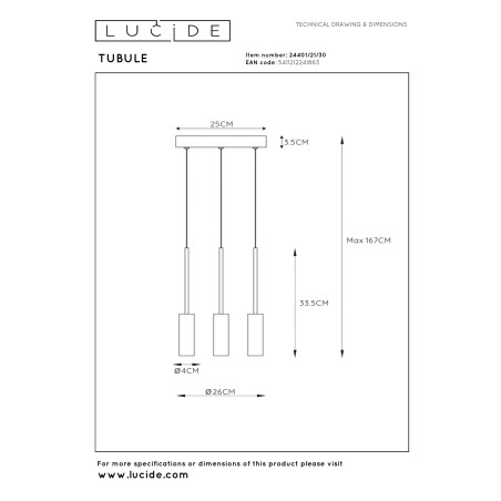 Lampa wiszšca TUBULE 24401/21/30 Lucide