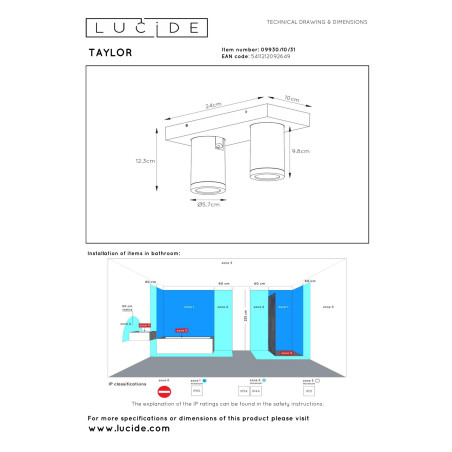 Plafon TAYLOR 09930/10/31 Lucide