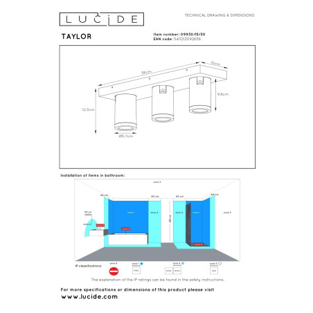 Plafon TAYLOR 09930/15/30 Lucide