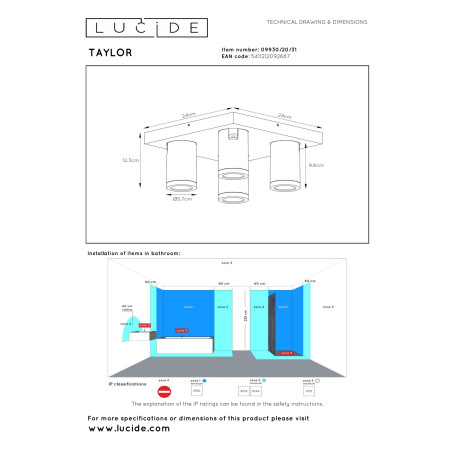 Plafon TAYLOR 09930/20/31 Lucide