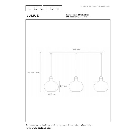 Lampa wiszšca JULIUS 34438/03/65 Lucide