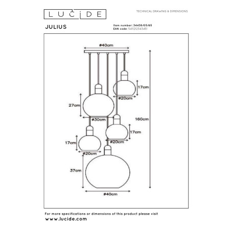 Lampa wiszšca JULIUS 34438/05/65 Lucide