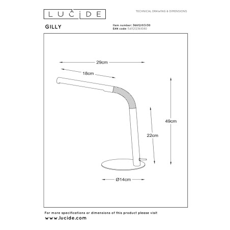 Lampa biurkowa GILLY 36612/03/30 Lucide