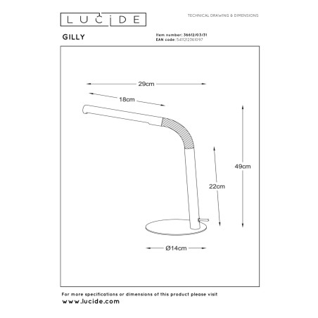 Lampa biurkowa GILLY 36612/03/31 Lucide
