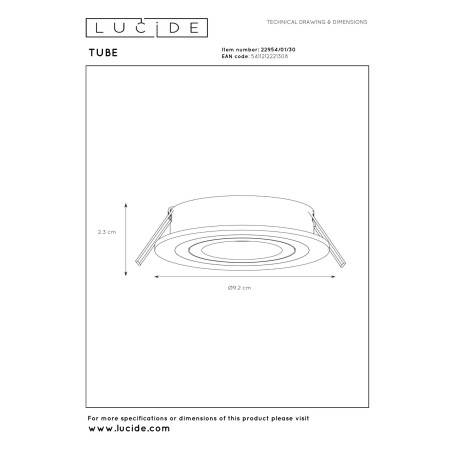 Oczko podtynkowe TUBE 22954/01/30 Lucide