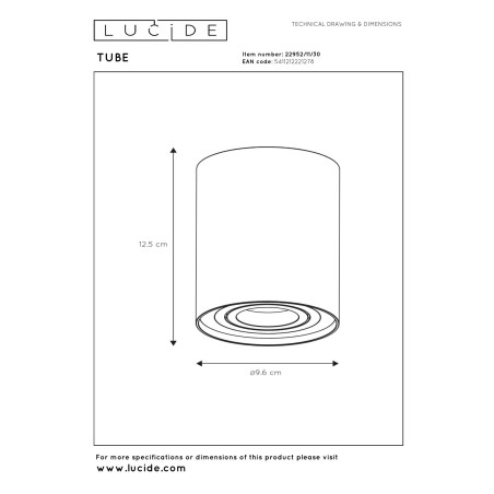 Oczko natynkowe TUBE 22952/11/30 Lucide