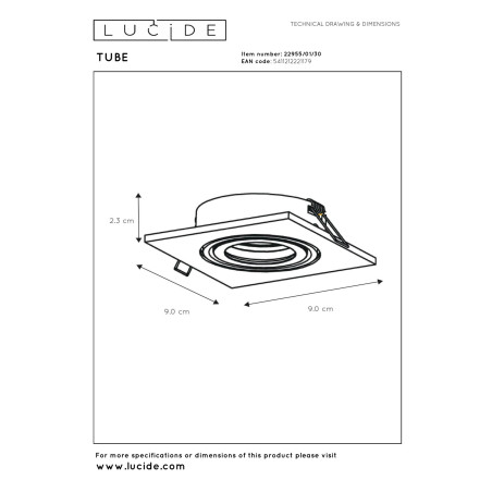 Oczko podtynkowe TUBE 22955/01/30 Lucide