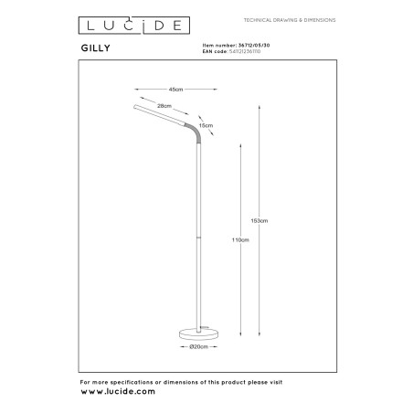 Lampa podłogowa GILLY 36712/05/30 Lucide
