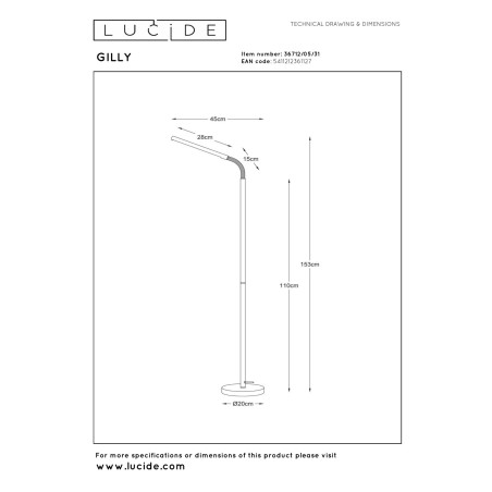 Lampa podłogowa GILLY 36712/05/31 Lucide