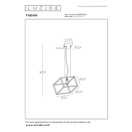 Lampa wiszšca FABIAN 00425/01/30 Lucide