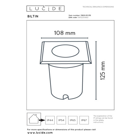 Lampa najazdowa BILTIN 11800/01/30 Lucide